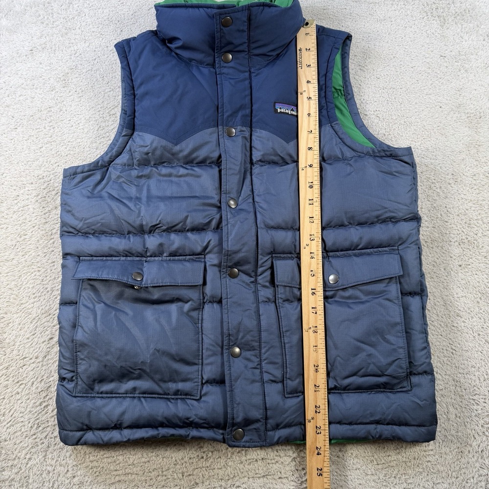 Patagonia Puffer Vest Mens XS Blue Goose Down Insulated Snap Front Hiking - Picture 6 of 10